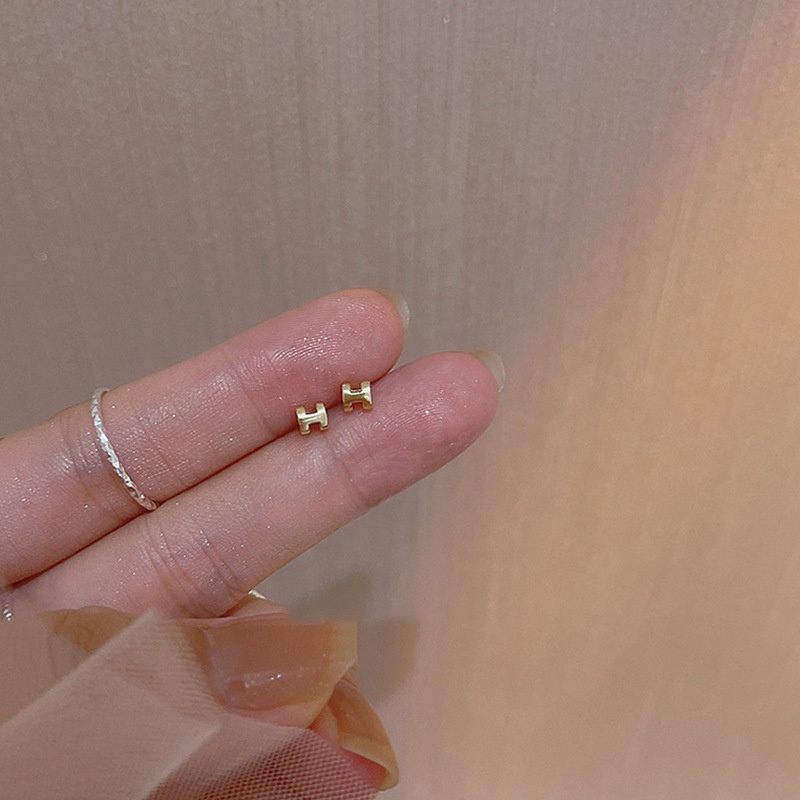 MIAOYA  Bông Tai Mạ Bạc 925 Hình Chữ H Cao Cấp Thời Trang Dành Cho Nữ