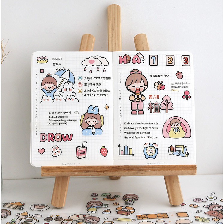 Bujo] Sticker cute trang trí sổ tay mohamm điện thoại cô gái dễ ...