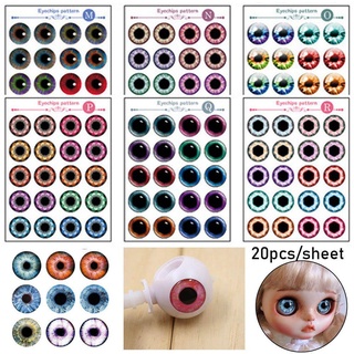 Risedot 20 Cái / tờ Mắt Búp Bê 14 Mm Kính Mỏng DIY Craft Eye Chips
