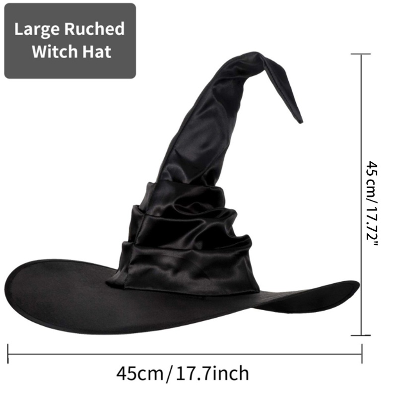 Fashion Black Folds Wizard Hat Halloween Witch Hat Angled Witch Hat Cosplay