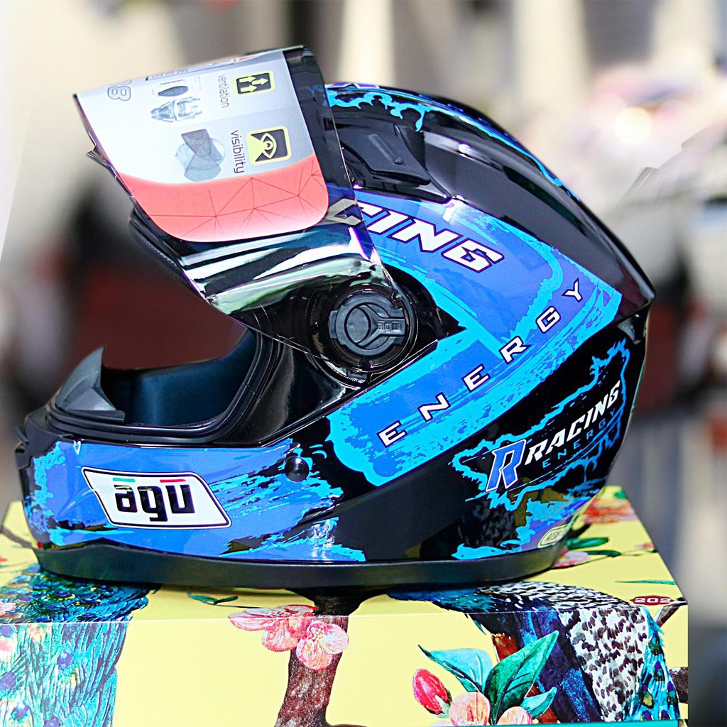 Mũ Bảo Hiểm Fullface M136 AGU Tem RACING./Bảo Hành 12 Tháng. | Shopee ...