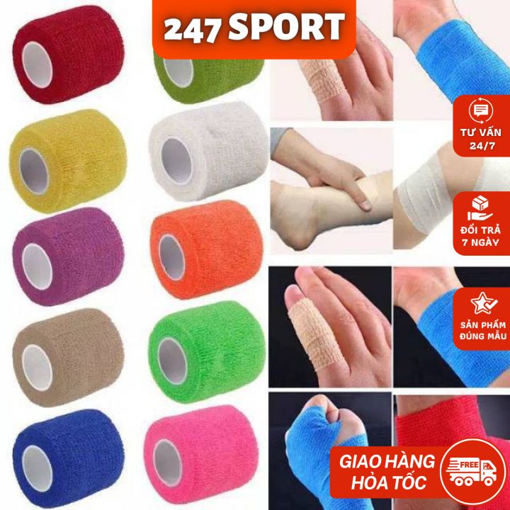 Băng keo thể thao Hộp 24 cuộn, băng quấn cổ chân cao su non cuốn cổ tay hạn chế chấn thương thể thao