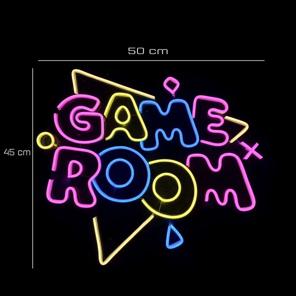Đèn Trang Trí Phòng Led Neon Chữ GAME ROOM nhiều màu [Kích thước 50x45 cm]