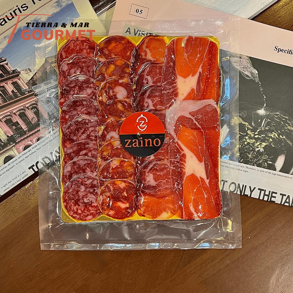 Set thịt heo muối Iberico 4 loại: jamon iberico, chorizo, lomo, salchichon,  Tây Ban Nha 120gr