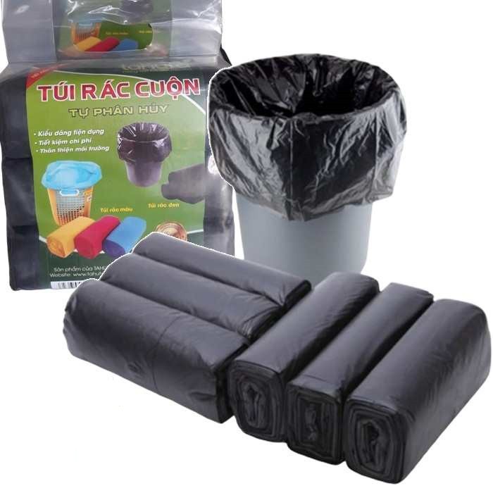 Túi Rác Tự Phân Hủy - Bao Rác Đen (1 bịch 3 cuộn) Kích Thước Lớn 55*65 ...