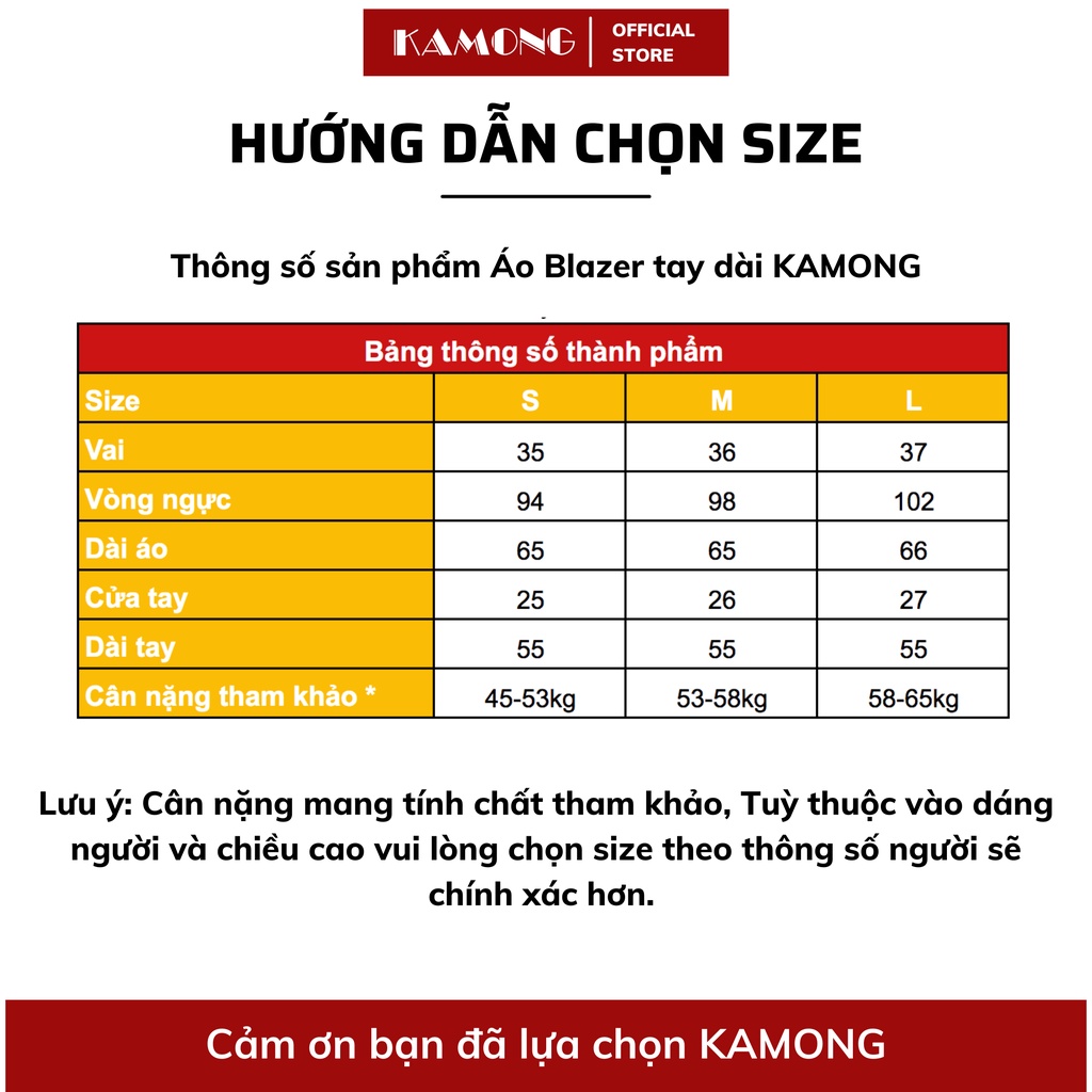 Mô tả Áo blazer nữ tay dài KAMONG phong cách công sở. - 1