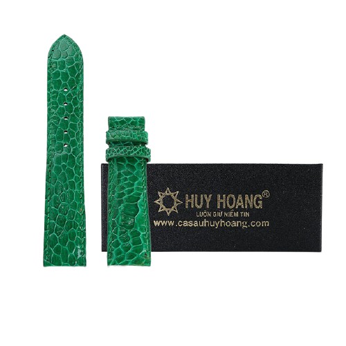 HP8462 - Dây đồng hồ Huy Hoàng da đà điểu size 16, 18, 20 màu xanh lá cây
