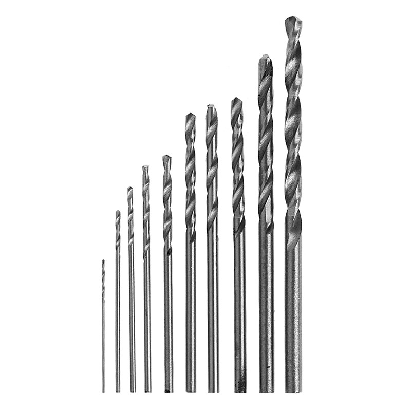 Set 10 mũi khoan hss làm bằng thép trắng 0.5-3mm dành cho máy khoan điện