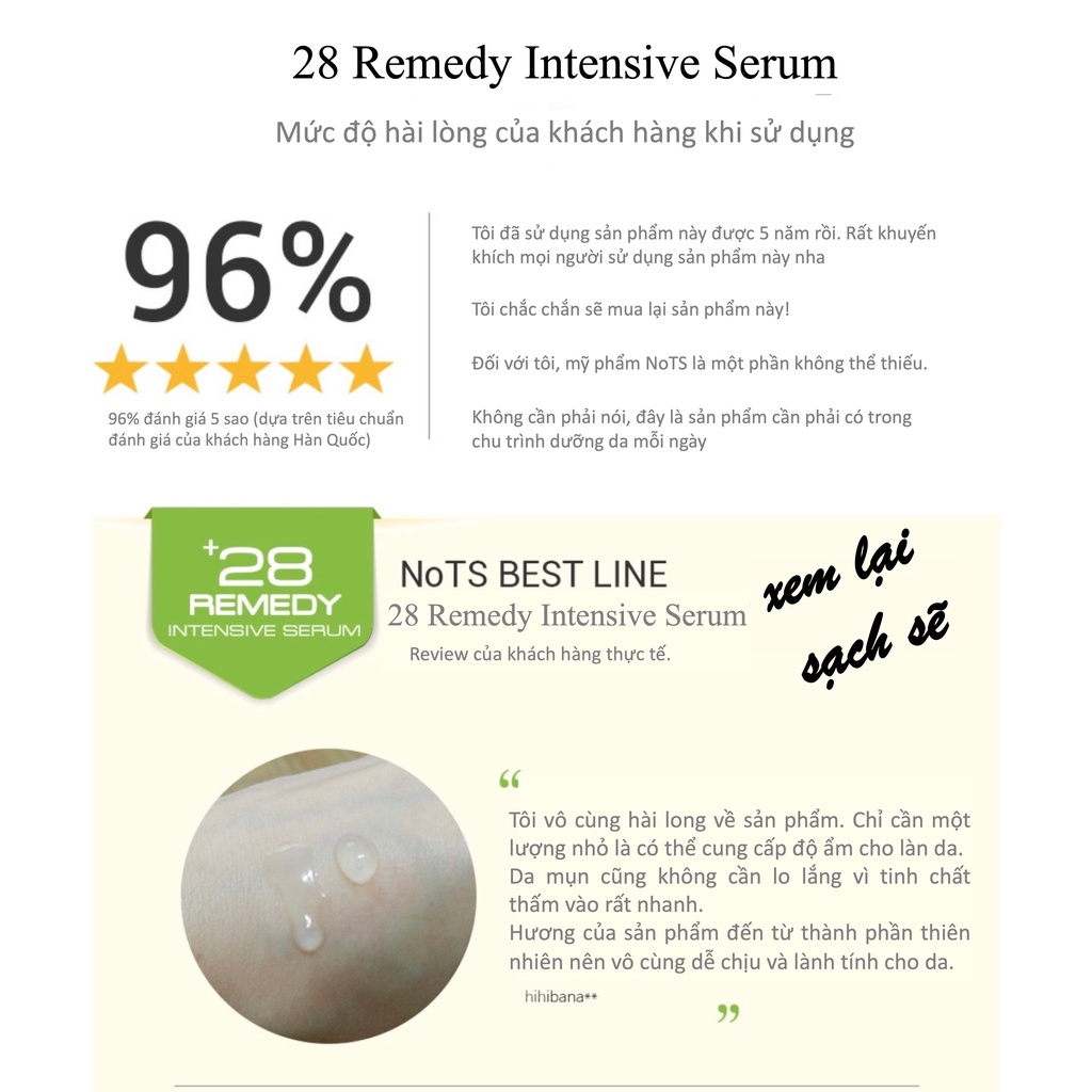 Tinh Chất Phục Hồi Và Tái Tạo Da NoTS 28Remedy Intensive Serum 35ml