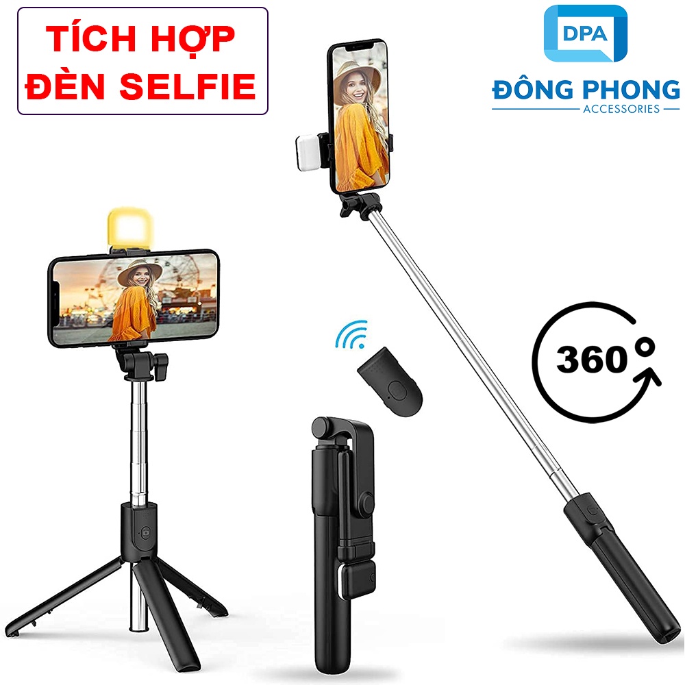 Gậy Tripod Chân Selfie Stick R1S Tích Hợp Đèn Trợ Sáng Chụp Hình Kết  Nối Bằng Bluetooth