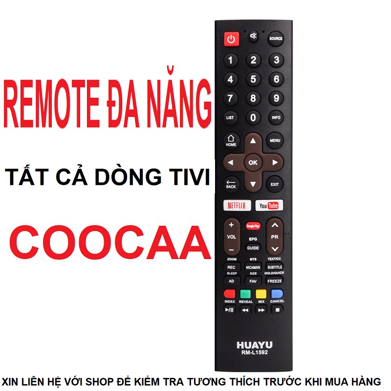 Remote điều khiển tivi COOCAA smart RM-L1592 (Đen - Dùng cho tất ...