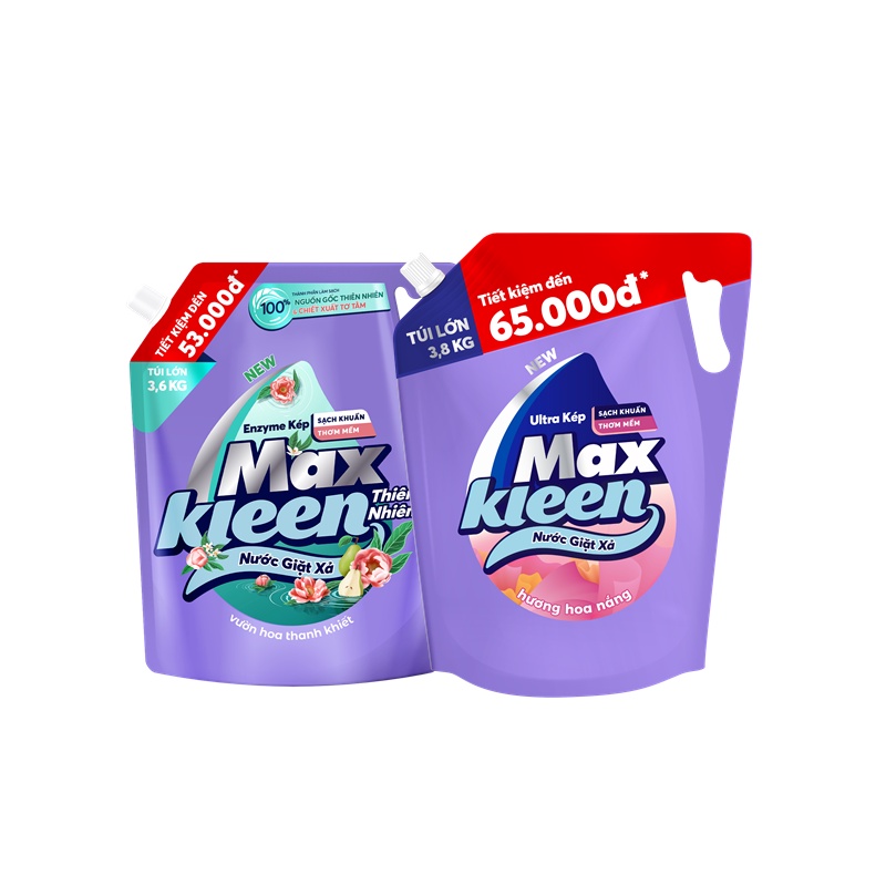 Ảnh Combo 2 Túi nước giặt xả MaxKleen Thiên nhiên 3.6kg + Hoa nắng 3.8kg 1