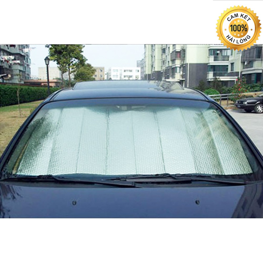 Tấm che nắng kính trước ô tô, Tấm che nắng kính lái ô tô dạng xốp dài xanh- bạc Cao Cấp