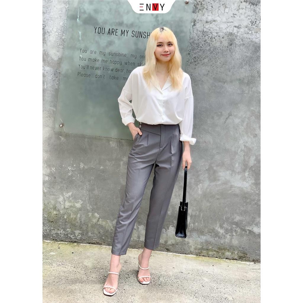 Quần tây Nữ ENVY QK12, Quần tây baggy công sở chất liệu cotton lạnh dày dặn