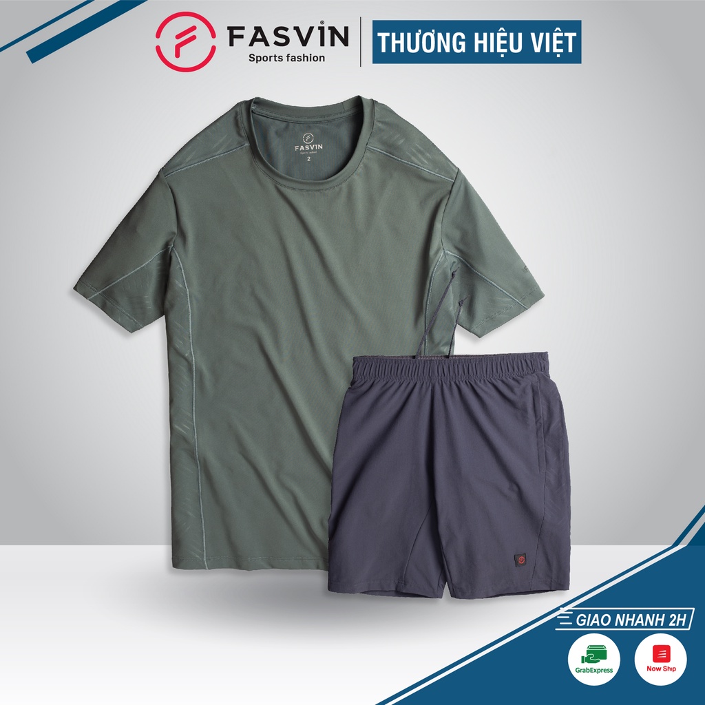 Bộ quần áo thể thao nam FASVIN AT21456.HN chất vải mềm nhẹ co giãn thoải mái