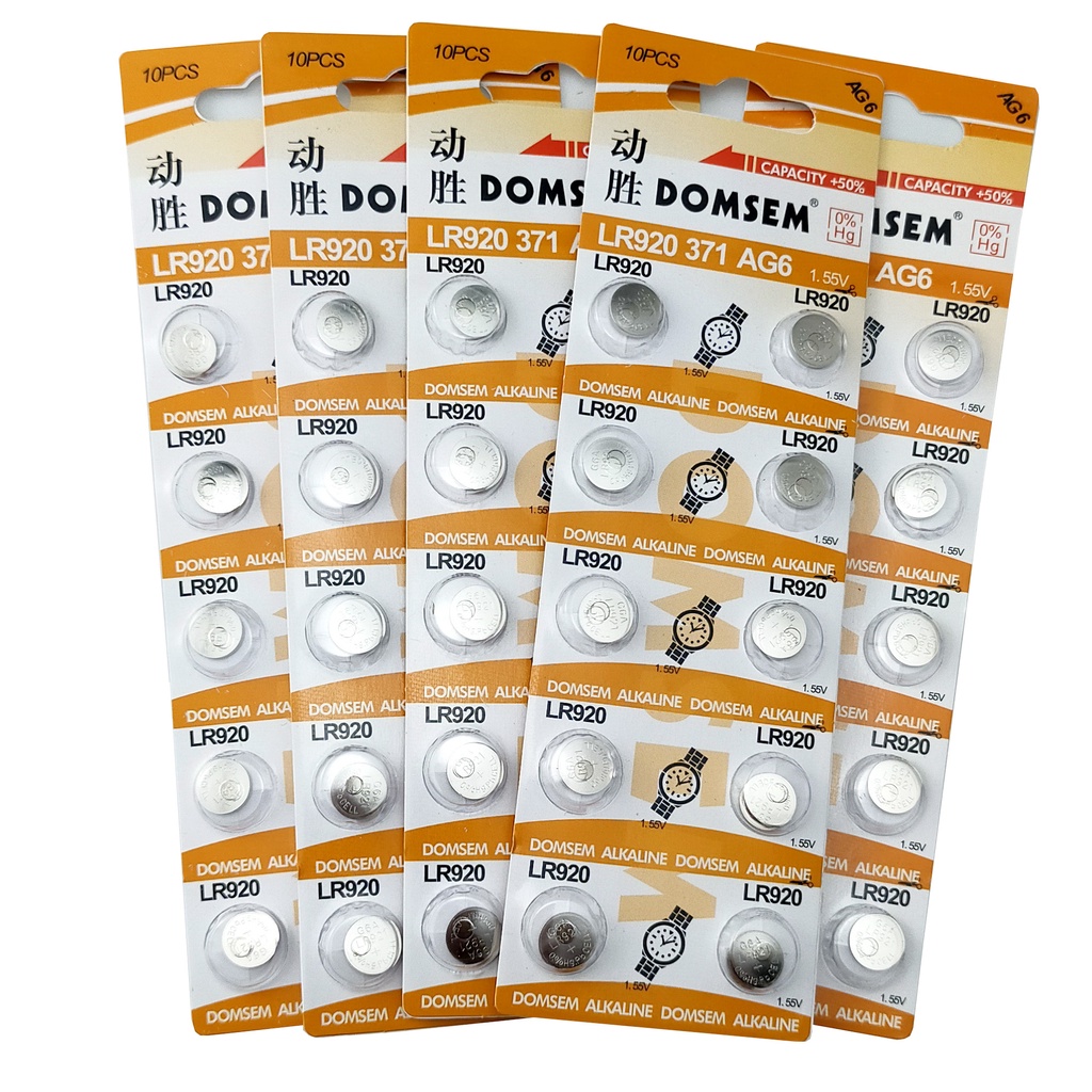 Vỉ 10 Viên Pin AG6 / LR920 / 371 / SR920 / 171 DOMSEM Pin Cúc Áo Thay ...