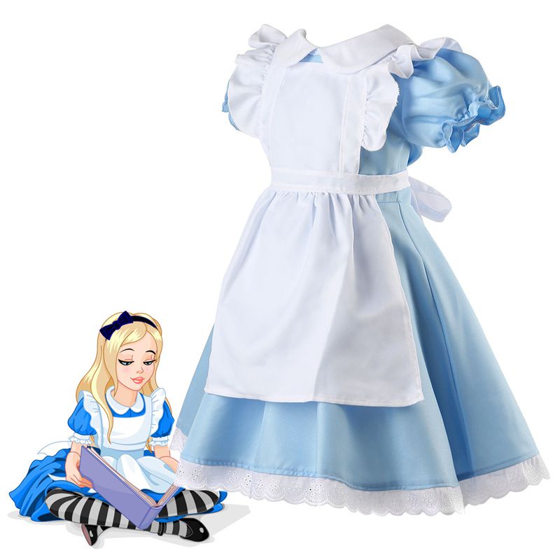 Trang phục Cosplay Alice với thiết kế màu xanh nhạt và trắng