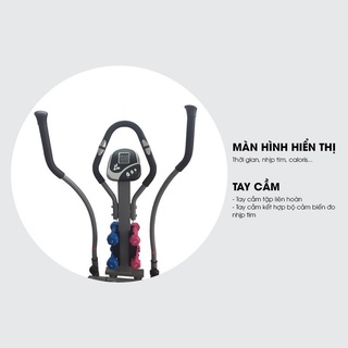 Xe đạp tập thể dục đa năng toàn thân tại nhà Elip pro Osaky JY-8401B - Kèm đĩa xoay eo và 2 cặp tạ tay, đồng hồ đo