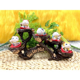 Tượng Mèo Sứ Nằm Thần Tài Maneki Neko và đế Tài Lộc Phát