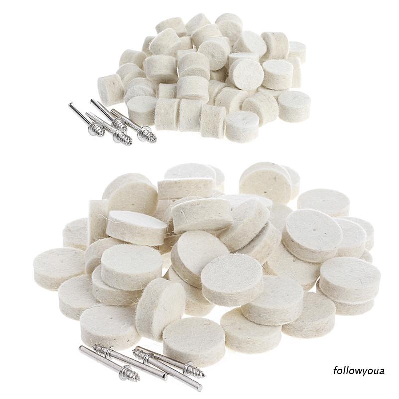 Bộ 50 miếng đệm len đánh bóng xe 13mm và 4 trục đầu nối 3.15mm