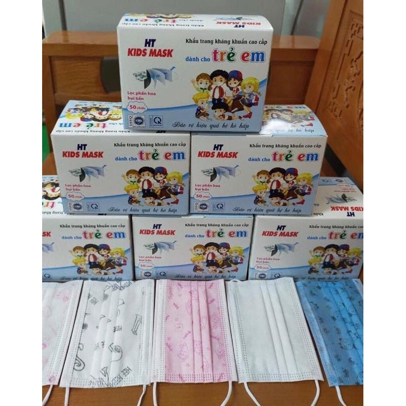 HỘP 50 CHIẾC KHẨU TRANG Y TẾ EM BÉ HT KIDS MASK, MIX NHIỀU MÀU ...