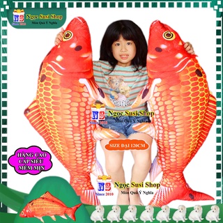 THÚ NHỒI BÔNG CON CÁ CHÉP 3D SIÊU TO KHỔNG LỒ SIZE ĐẠI DÀI 1M2 - GẤU BÔNG HÌNH CON CÁ CHÉP