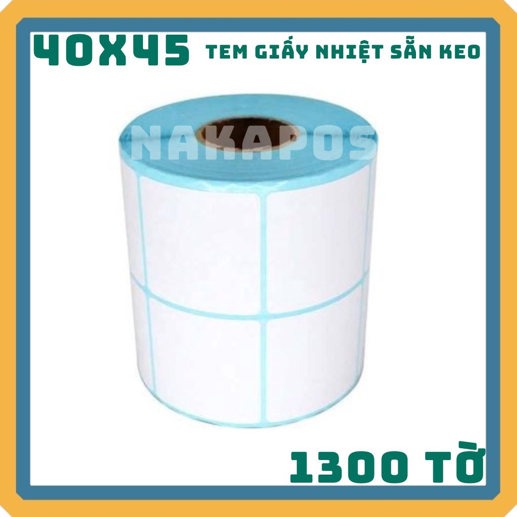 Giấy in Mã Vạch 40x45 loại 2 tem mỗi hàng (cuộn 30 mét) - 2 Tem nhiệt
