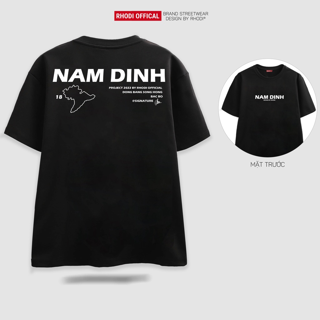 Áo thun local brand RHODI phông cổ tròn tay lỡ unisex nam nữ Text Nam Định