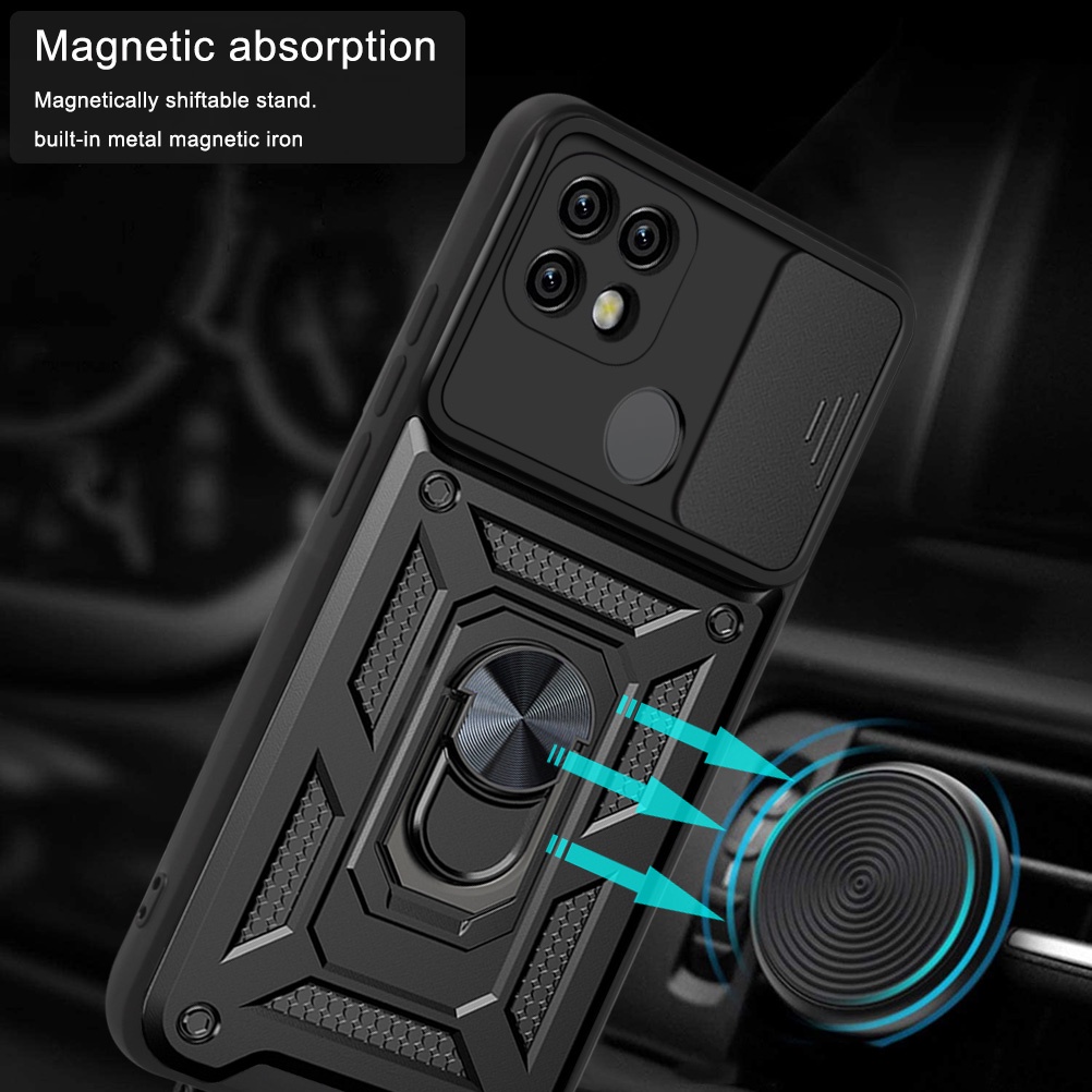 Ốp lưng áo giáp máy ảnh trượt Realme 8 Pro C20 C20A C12 C25 C55 C53 C51 C65 C67 C35 C31 C11 2021 Note 50 Narzo N55 20 30A 50A Prime 4G 5G Vỏ khung vòng Full Lens Cover