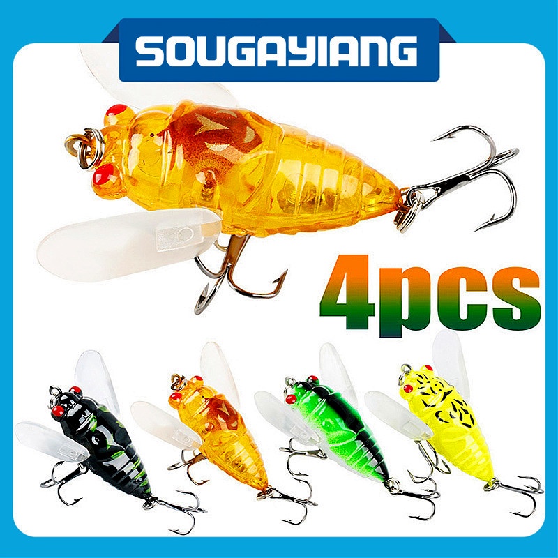 Sougayilang 4PCS Fishing Lures Insect Cicada with Treble Hooks ...