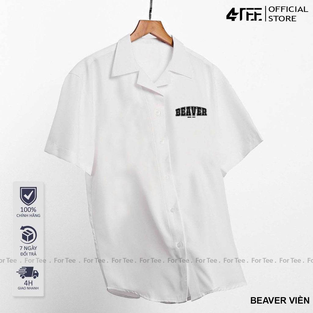 Áo sơ mi Basic Unisex form rộng , cổ vest - -NGỰC BEAVER VIỀN