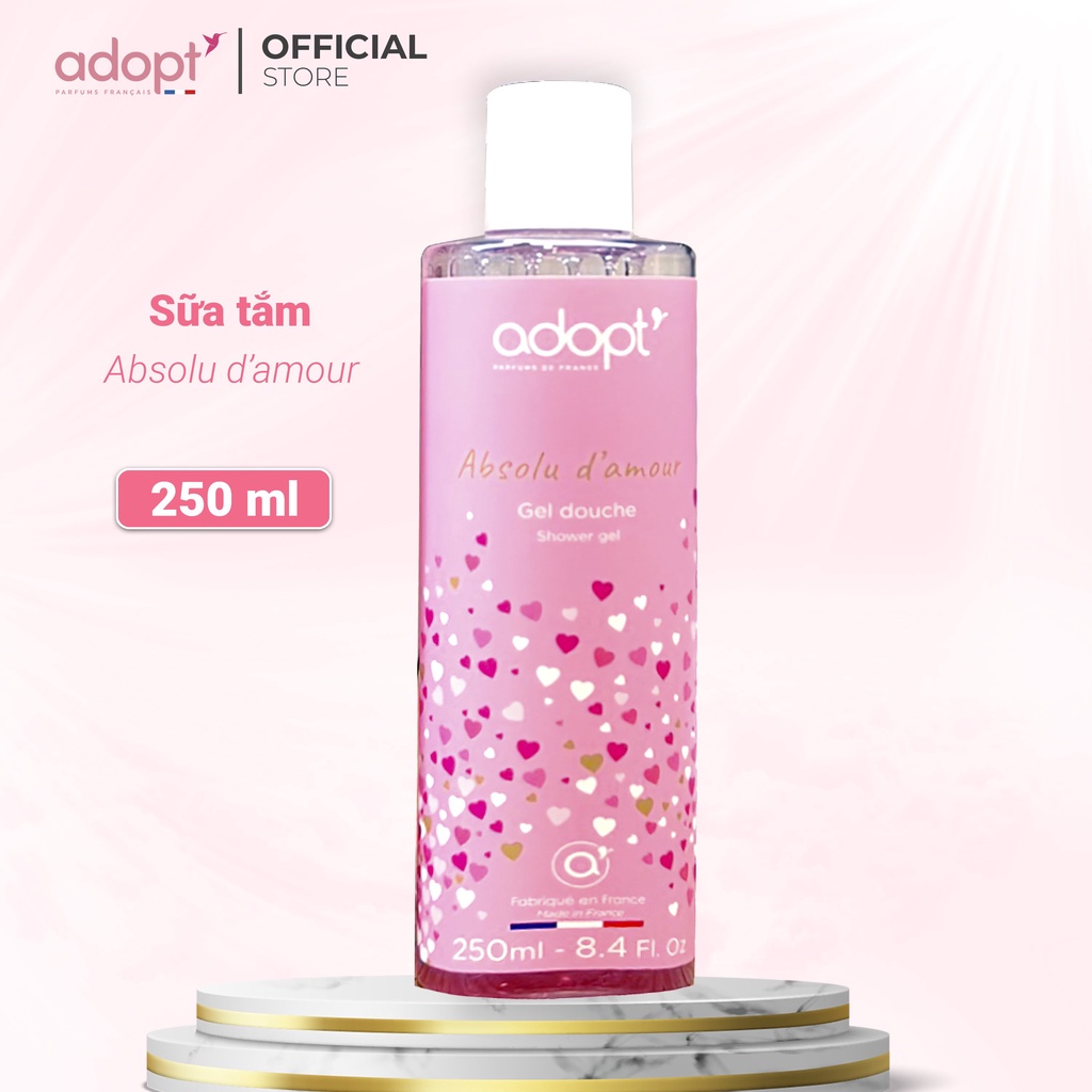 Sữa tắm Adopt 250 ml chính hãng Pháp trắng da hương hoa hồng chính hãng Pháp