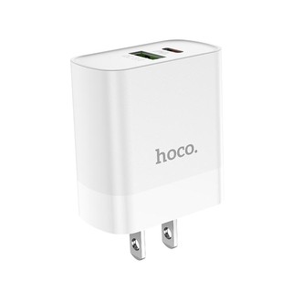 Củ sạc 2 cổng USB Hoco C80 chân dẹp USB-A QC3.0 18W và Type-C PD20W (Trắng) - Phụ Kiện Nhất Tín