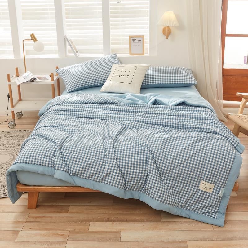 Ảnh Bộ chăn chần ga gối cotton Tici LIDACO kẻ vintage phù hợp mọi cỡ nệm 1