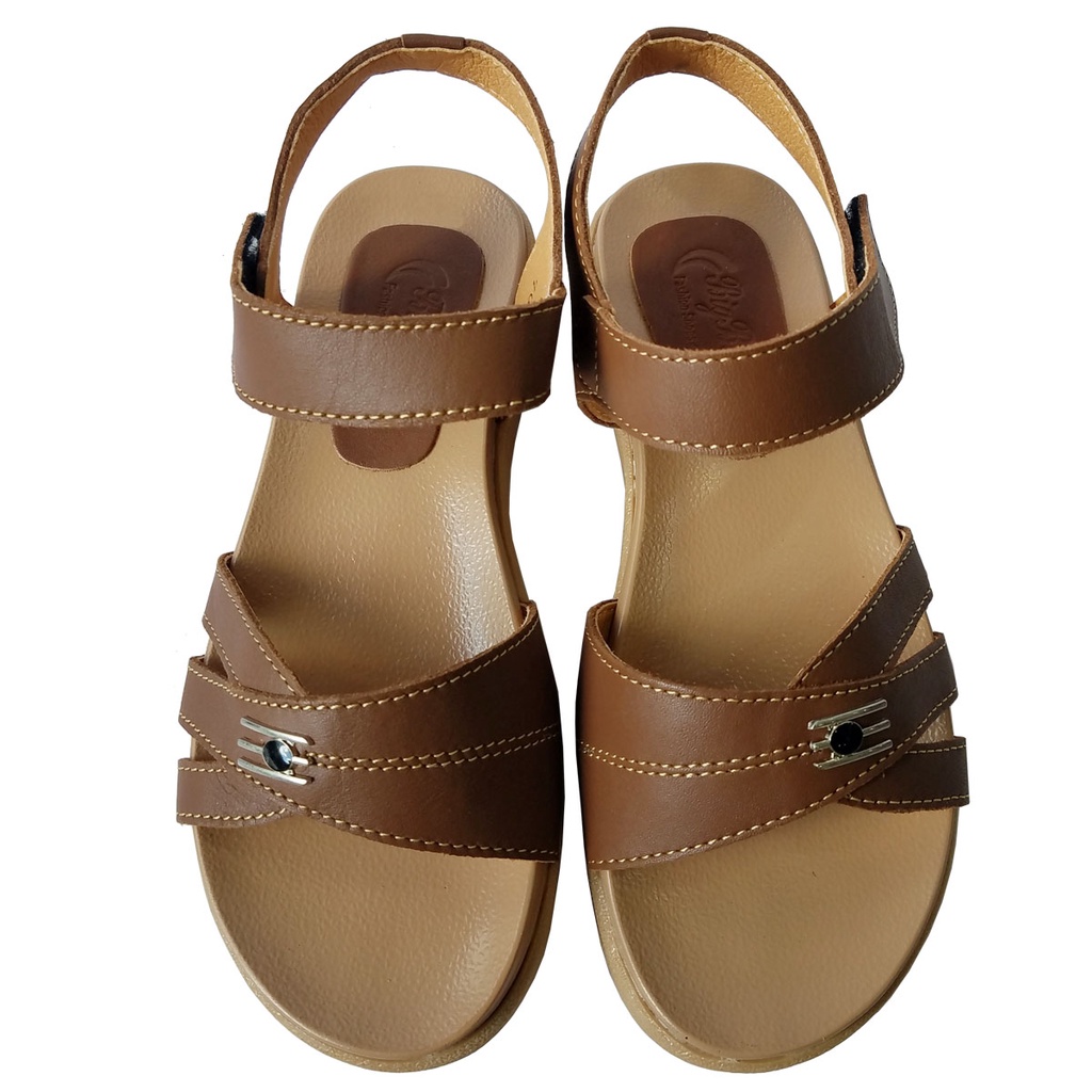 Giày sandal nữ quai ngang da bò BIGGBEN HKD083