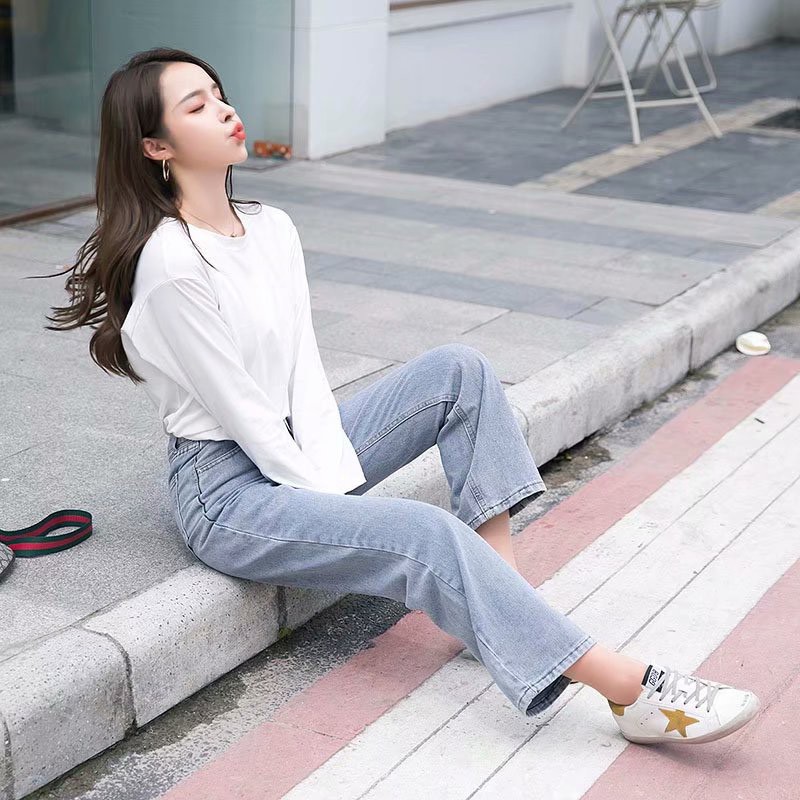 Ảnh Quần Jeans Nữ Lưng Cao Ống Rộng Thời Trang Hàn Quốc 2020 2