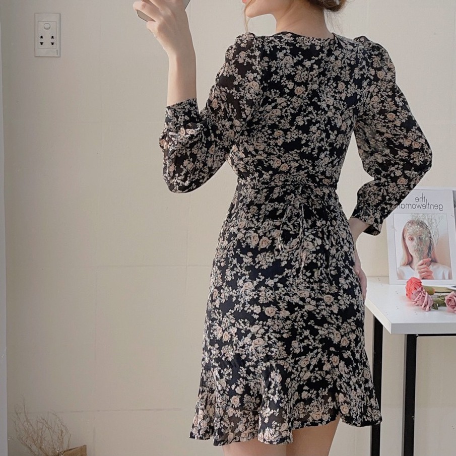 [SHIP HỎA TỐC] ĐẦM HOA RÚT ĐÙI - ĐẦM HOA TAY DÀI - ĐẦM NHÚN ĐÙI - MÈO INDA HOUSE
