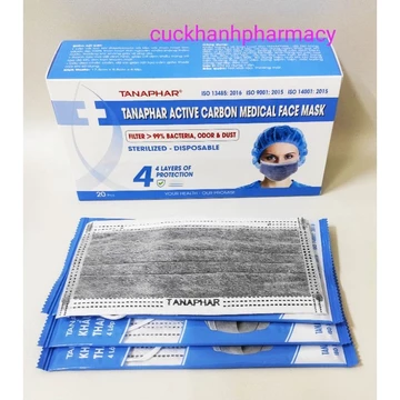 Khẩu trang y tế than hoạt tính Tanaphar hộp 20 chiếc đã tiệt trùng