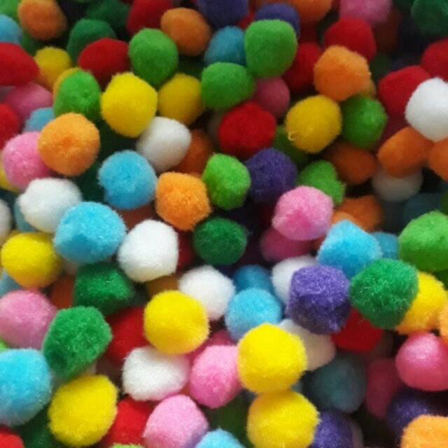 Hạt pom pom 100 hạt trộn màu ( 1cm, 1.5 cm , 2 cm ) | Việt Nam
