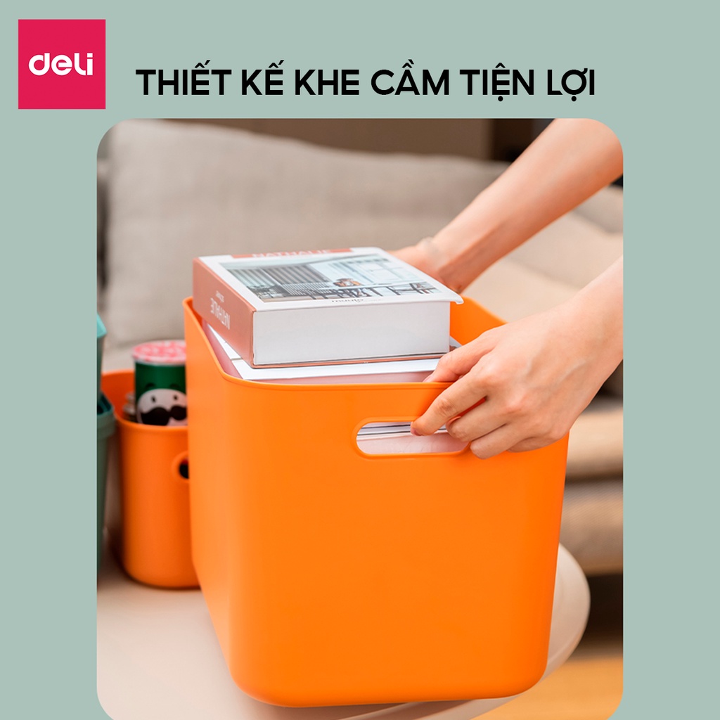 Hộp Đựng Đồ Có Nắp Cỡ Lớn Deli Hộp Nhựa Đựng Quần Áo Đa Năng Có Tay Cầm Nhựa Chất Lượng
