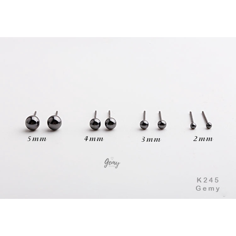 Khuyên tai nam bạc tròn màu đen bi trơn s925 (1 chiếc) | GEMY SILVER K245