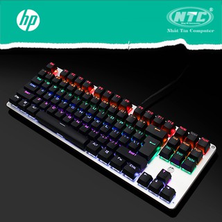 Bàn phím cơ Blue Swich HP GK200S loại 87 phím-led RGB nhiều chế độ (đen bạc)