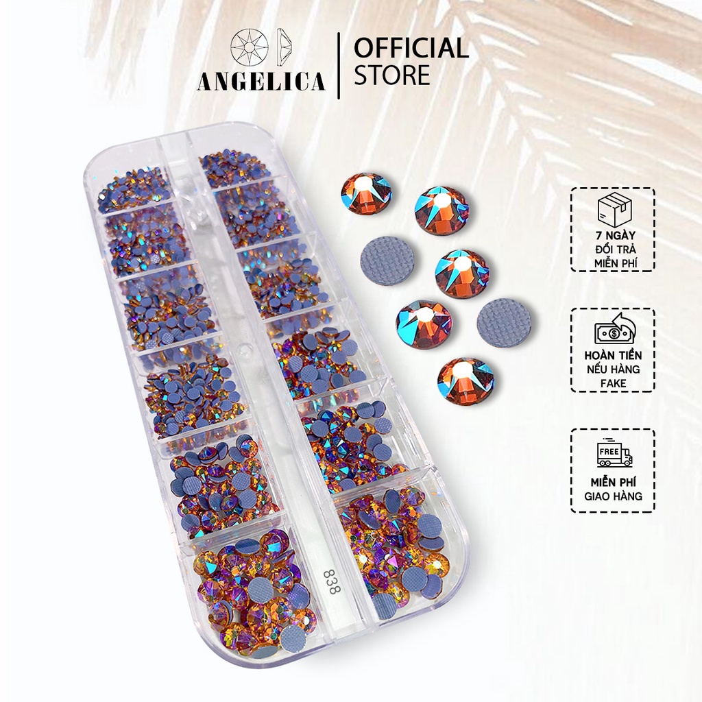 Đá Chân Lưới 16 Khía Nail Topaz AB Đính Móng ANGELICA 838