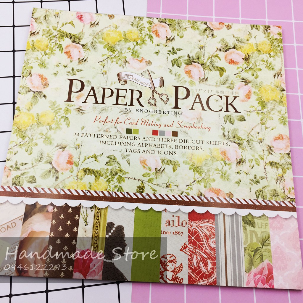Paper Pack 12x12inch MS10 - Giấy bìa họa tiết trang trí Scrapbook ...