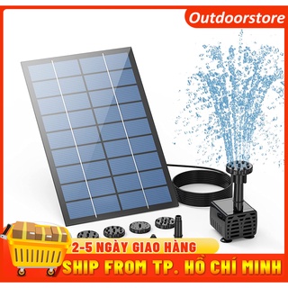 💥Máy bơm phun nước năng lượng mặt trời 💥1.5W 7V với 6 vòi phun nước cho bể chim, ao, vườn và những nơi khác