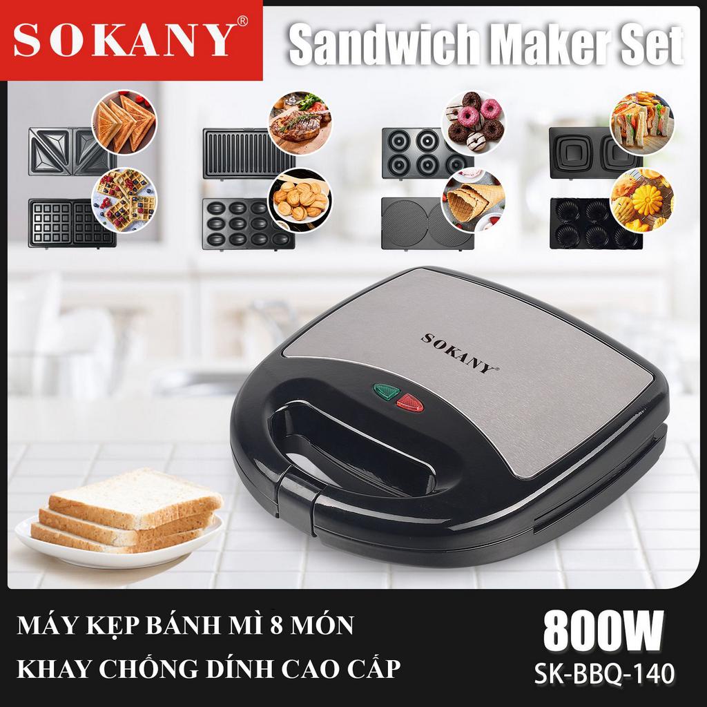Ảnh Máy kẹp, nướng, làm bánh mì, bánh ngọt 8 khay đa năng 800W SOKANY SK-BBQ-140 hàng cao cấp [BẢO HÀNH 12 THÁNG] 3
