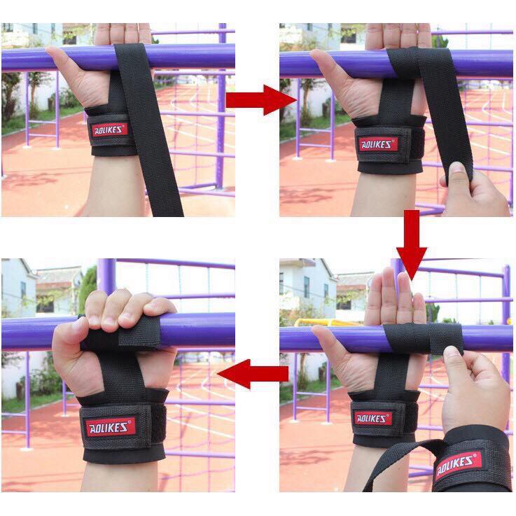 Dây kéo lưng kết hợp quấn cổ tay GYM Aolikes AL 7638 (1 cặp)