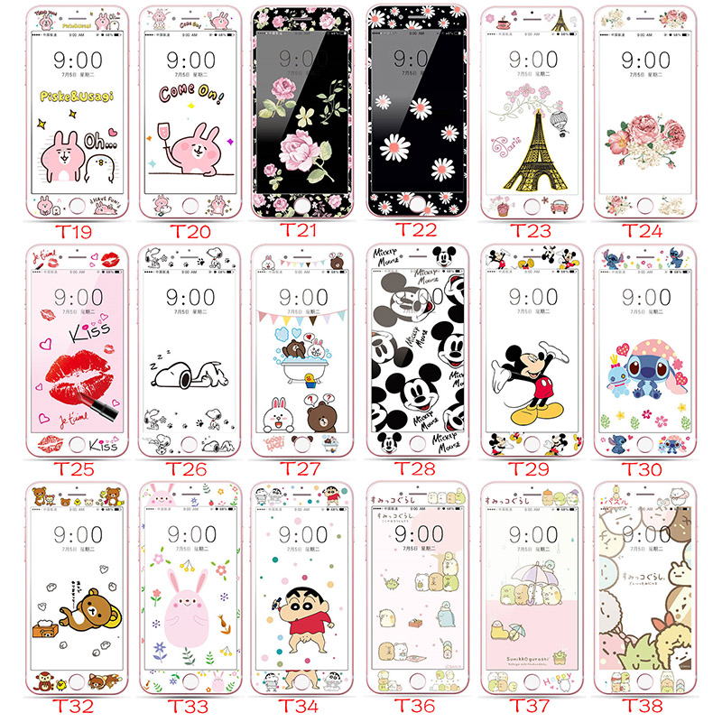 Kính Cường Lực Hoạt Hình Kính Cường Lực Bảo Vệ Toàn Diện 4.7 5.5 inch Cho iphone 6 6s i7 i8 Plus Iphone7 Iphone8 Plus Se2 iphone6 iphone6s