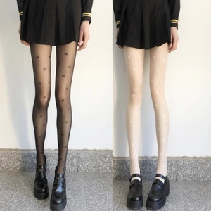 OXXGGKAO Nữ Mùa Xuân Mỏng Trong Suốt Quần Phong Cách Nhật Bản Nơ Ngọt Ngào Họa Tiết Jacquard Sheer Hình Xăm Quần Lolit