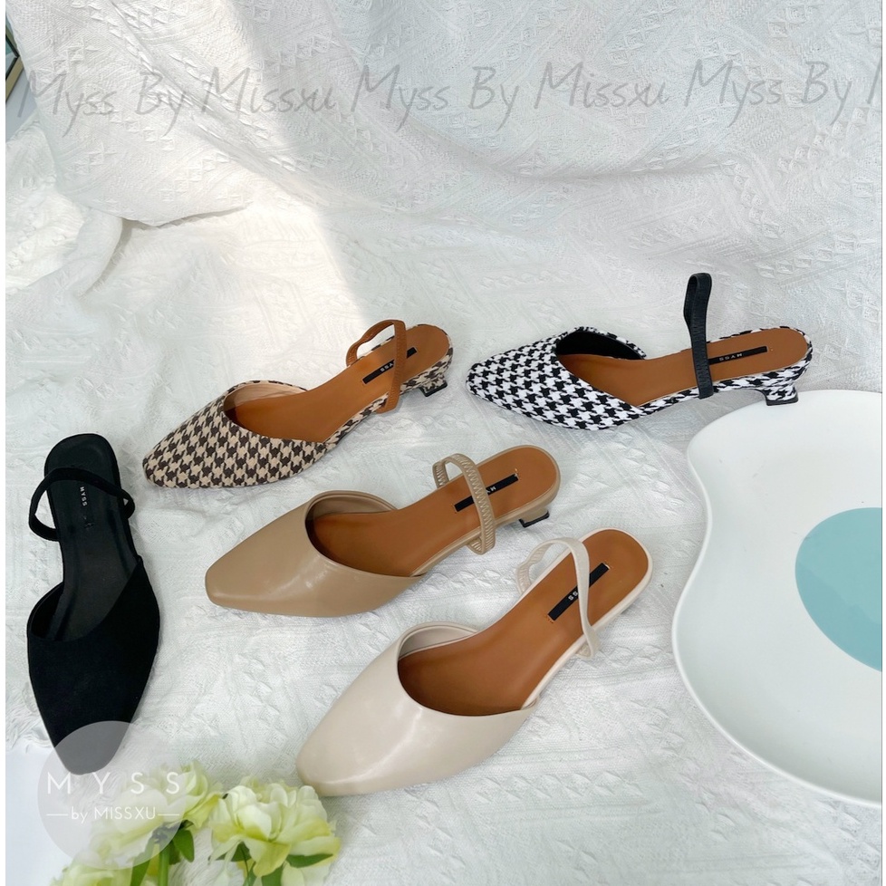 Giày cao gót nữ MYSS mũi vuông quai thun sau 3 cm thời trang - SU132